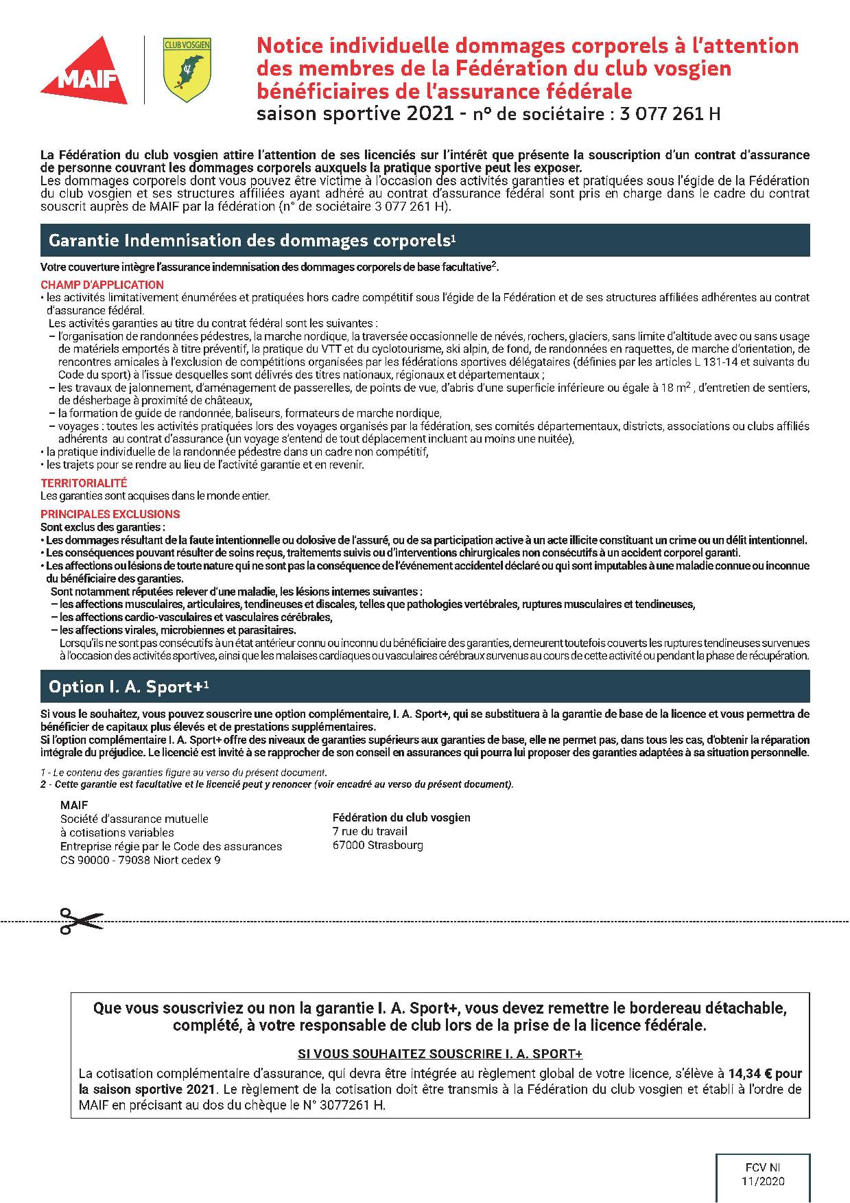 Assurance fédérale - Notice et Sport +